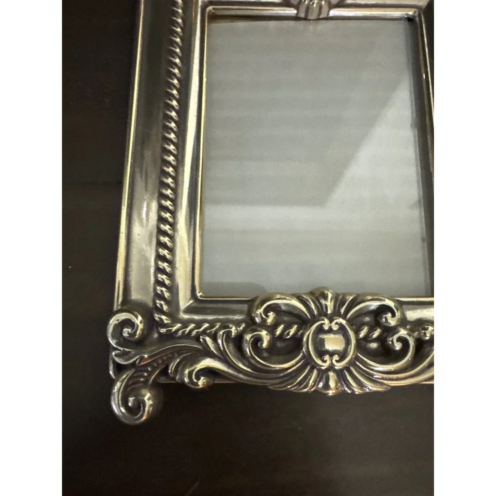 Brighton Silver Tone Ornate Baroque Scroll Rope Border Small Picture Frame 5x4